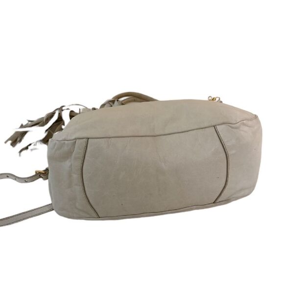 PRADA Vitello Two Way Hobo Beige Fringe Leather Bag - Picture 6 of 15